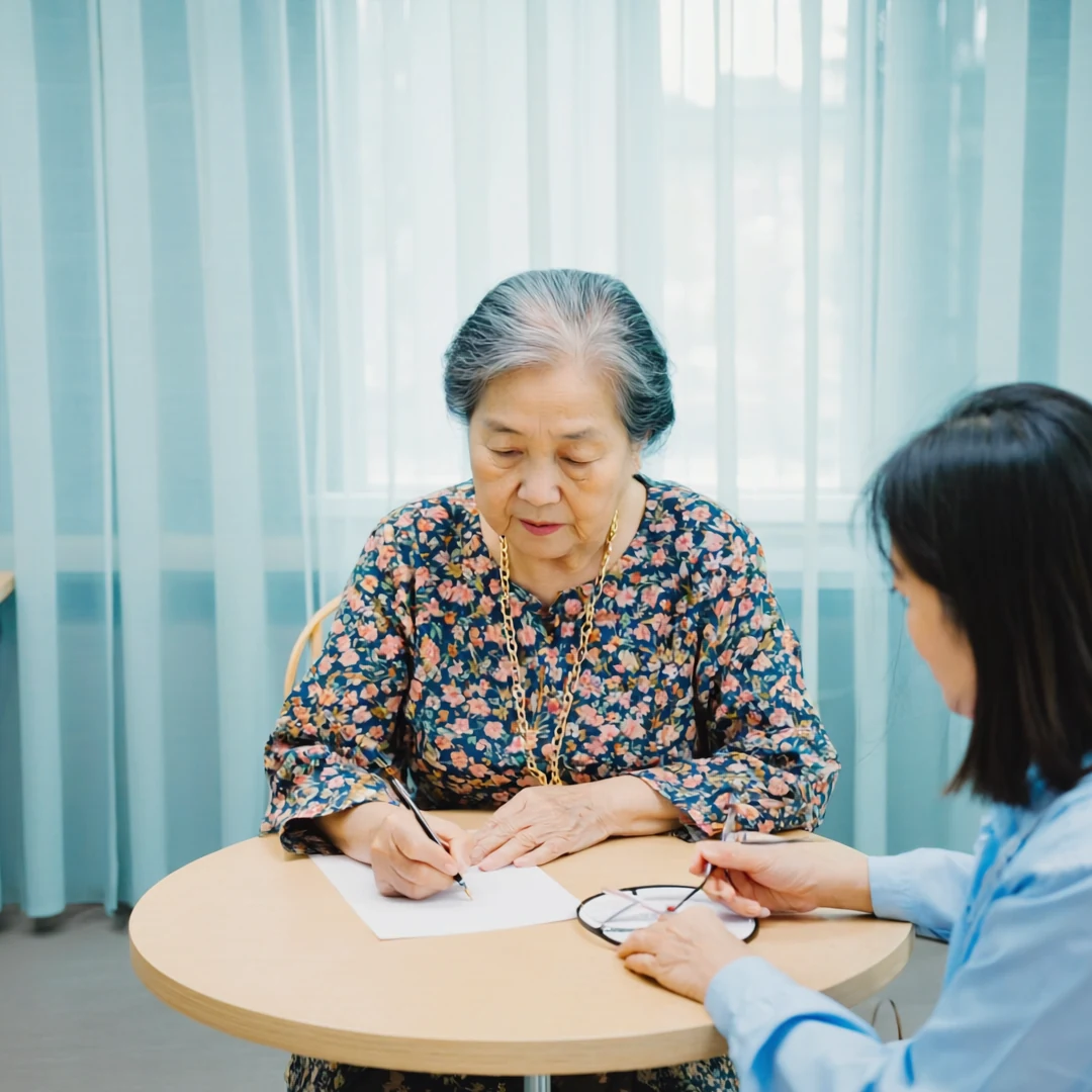 An older adult being supported through a conversation related to how to get poa for a parent with