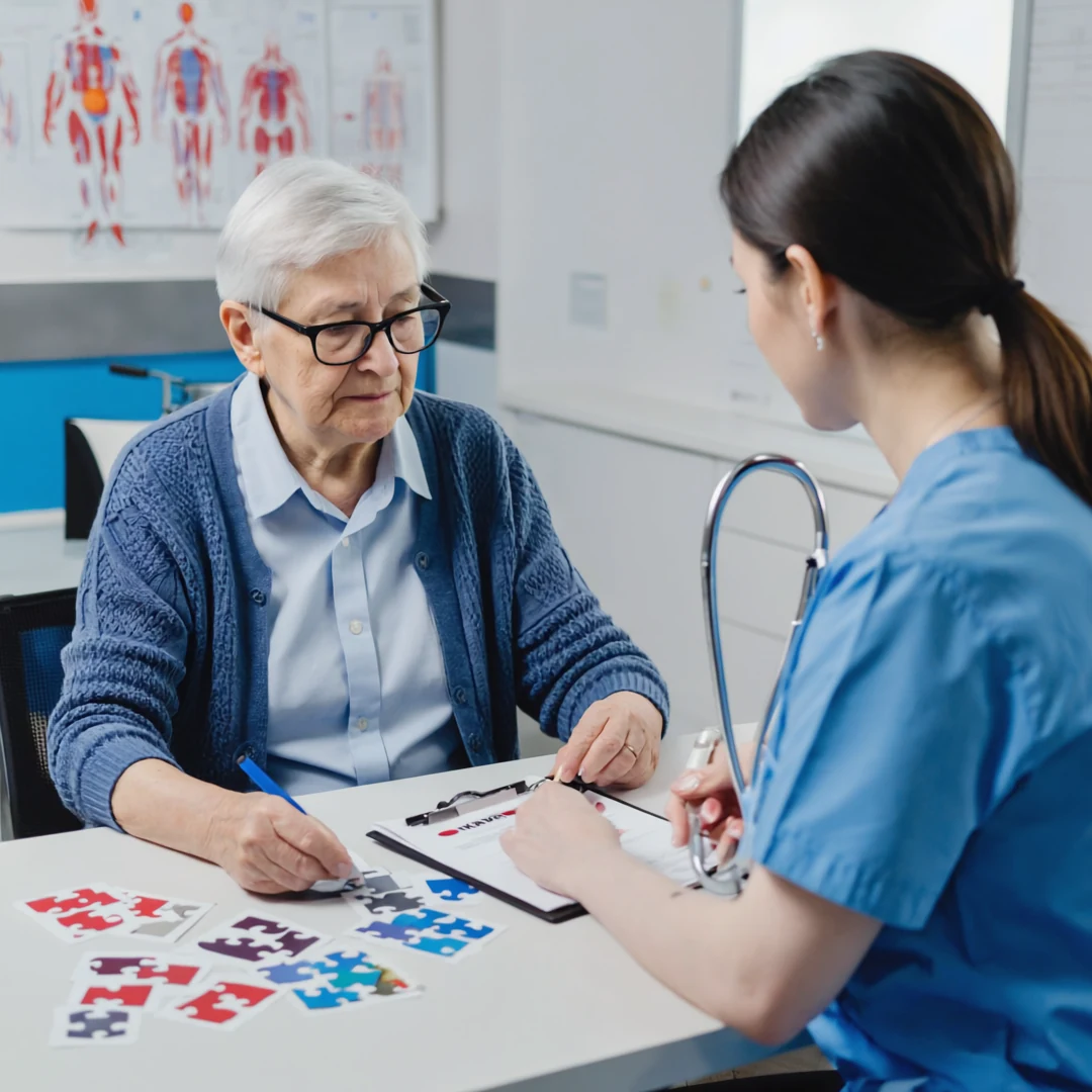 An older adult being supported through a conversation related to distraction and redirection techniques for dementia