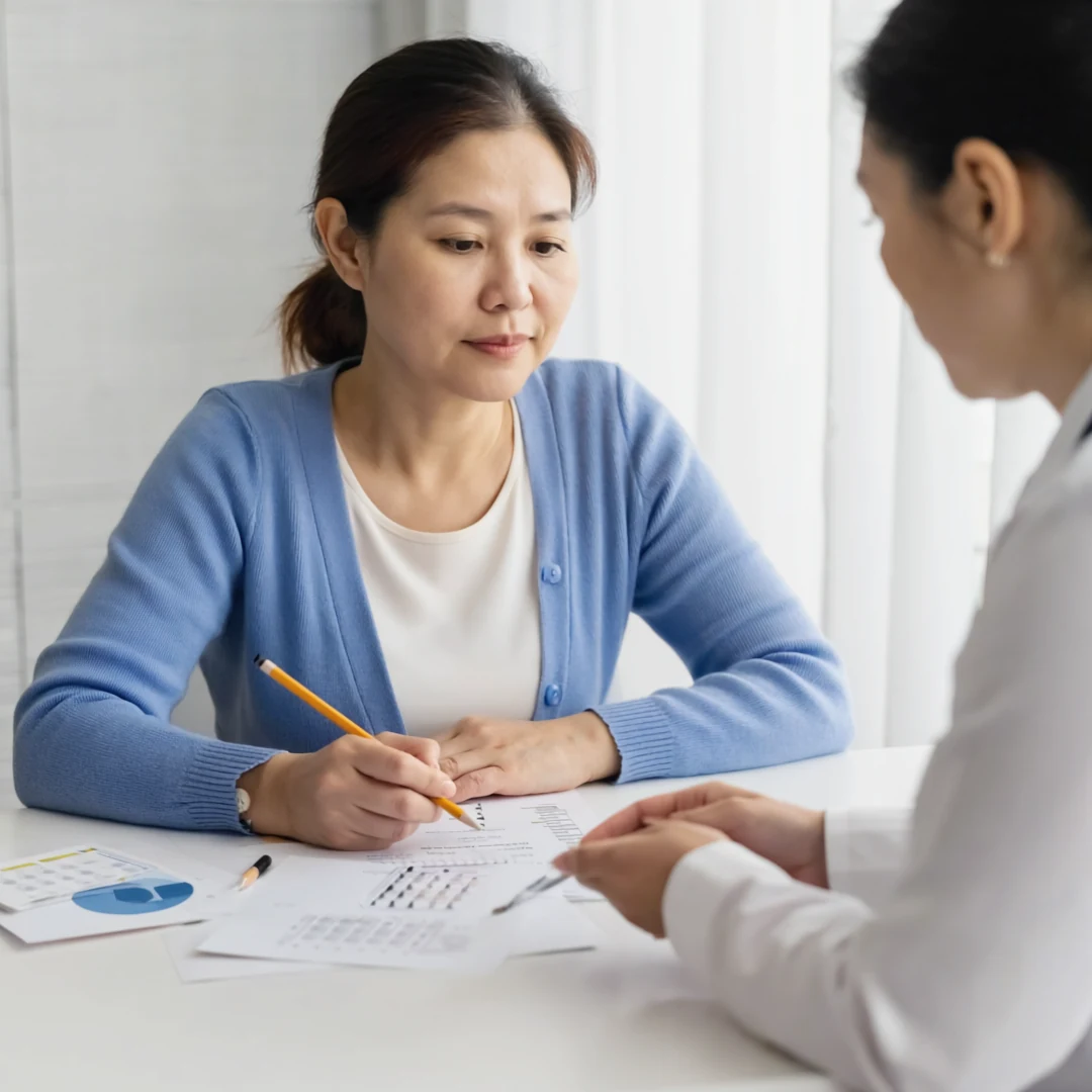 An older adult being supported through a conversation related to games and questions for dementia patients