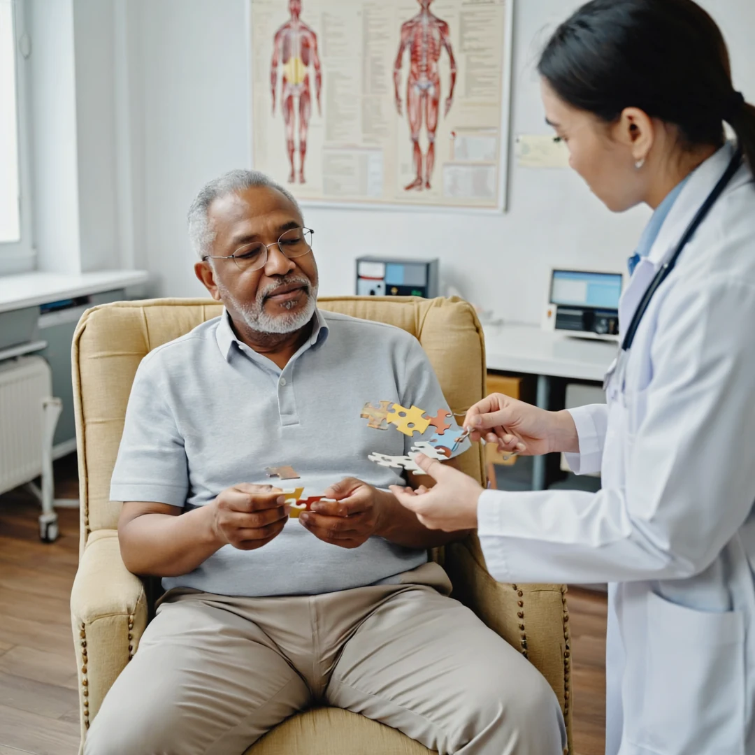 An older adult being supported through a conversation related to when is hospice recommended for dementia